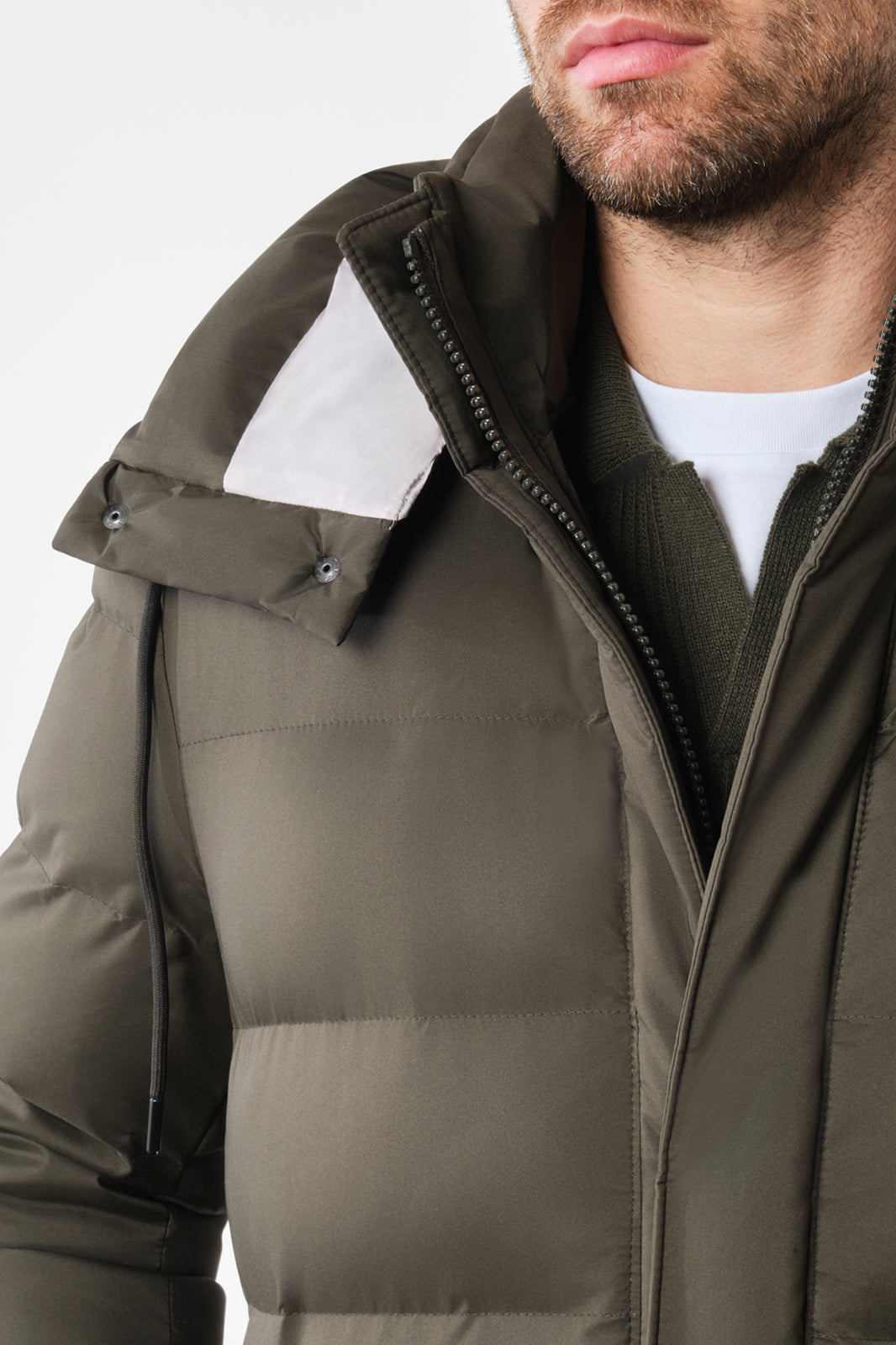 Long down jacket - Khaki