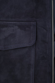 Zipped leather jacket - Navy