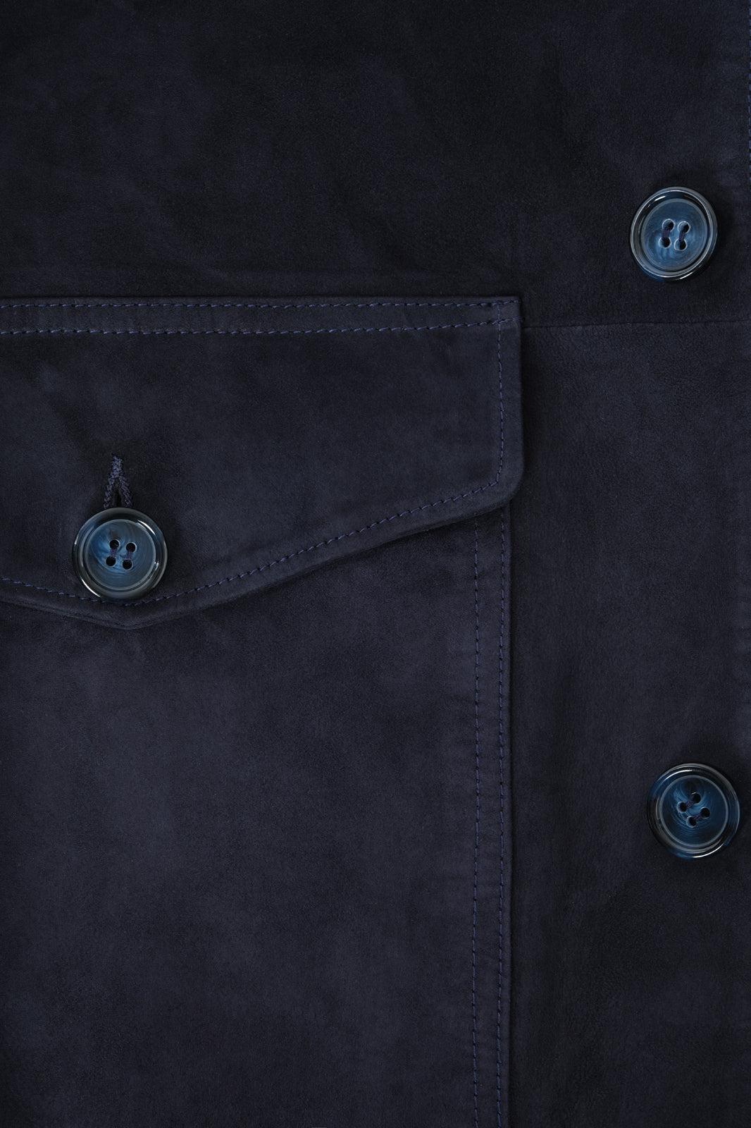 Buttoned leather jacket - Navy