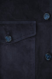 Buttoned leather jacket - Navy