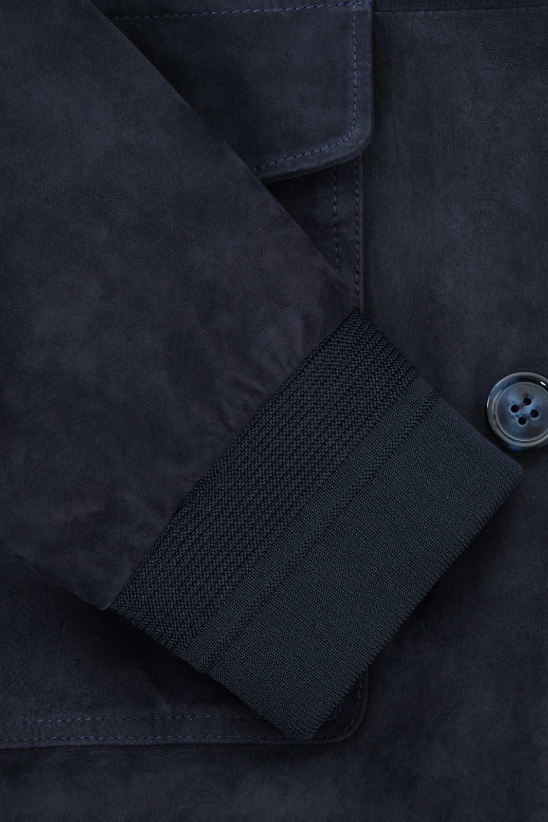 Buttoned leather jacket - Navy