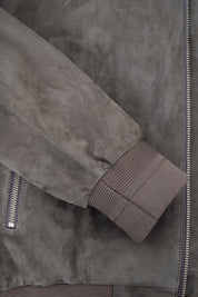 Hooded zipped leather jacket - Anthracite