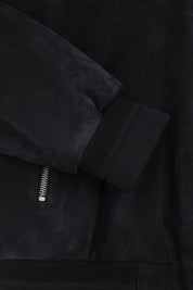Hooded zipped leather jacket - Black