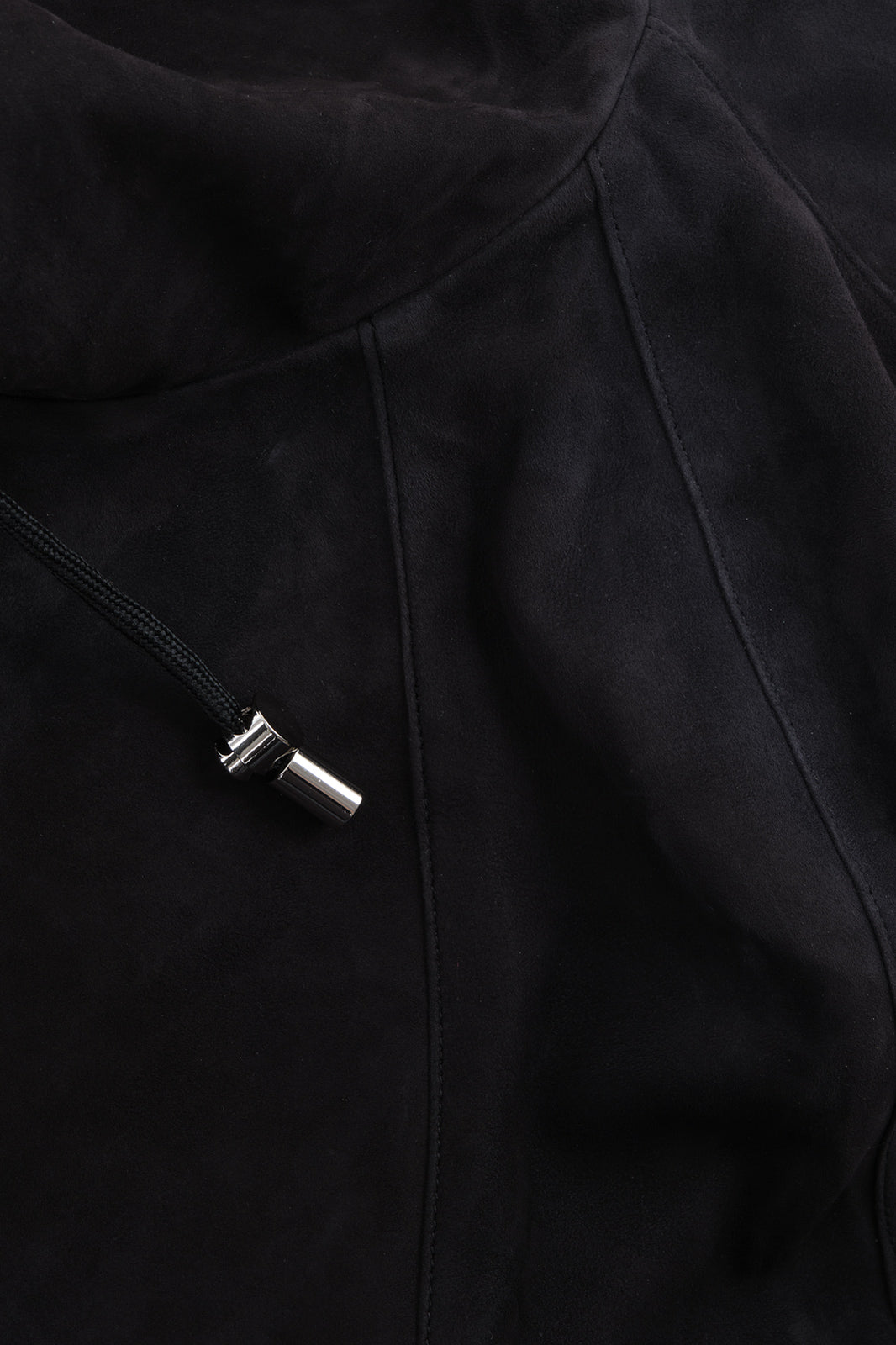 Hooded zipped leather jacket - Black