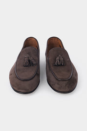 Tasseled leather loafers with thin leather sole - Brown