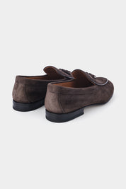 Tasseled leather loafers with thin leather sole - Brown