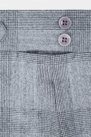 Prince of Wales flannel drawstring trousers - Black and white