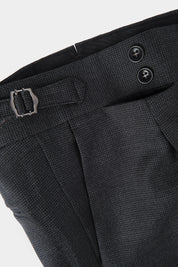 Houndstooth wool drawstring trousers - Dark grey