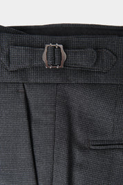 Houndstooth wool drawstring trousers - Dark grey