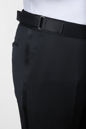 White jacket and black pants tuxedo