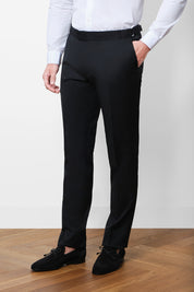 White jacket and black pants tuxedo