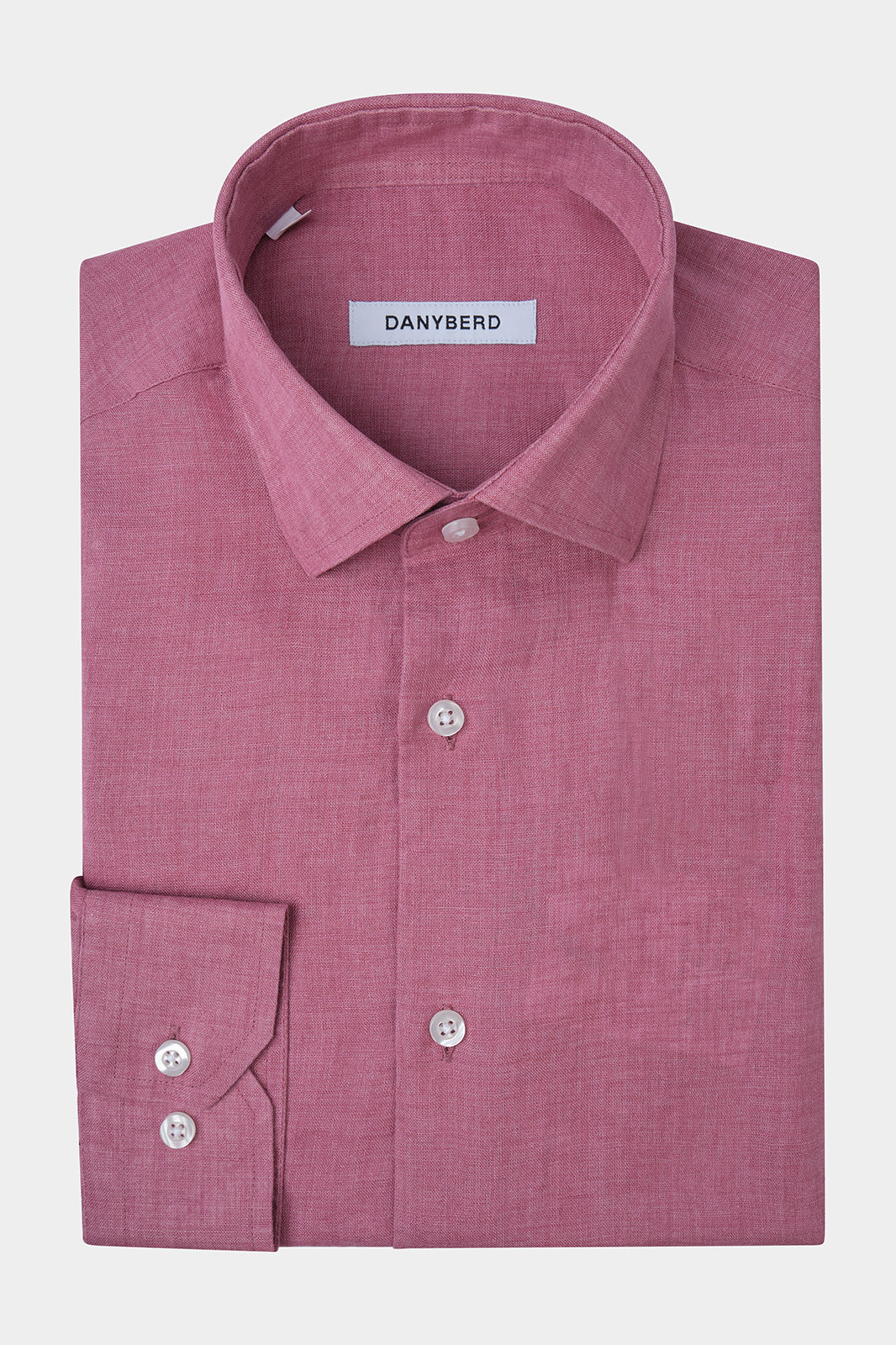 Chemise en lin rose sur fond blanc : Confectionnée dans un Lin haut de gamme, sa légèreté et sa souplesse en font une chemise d'un confort inégalé.