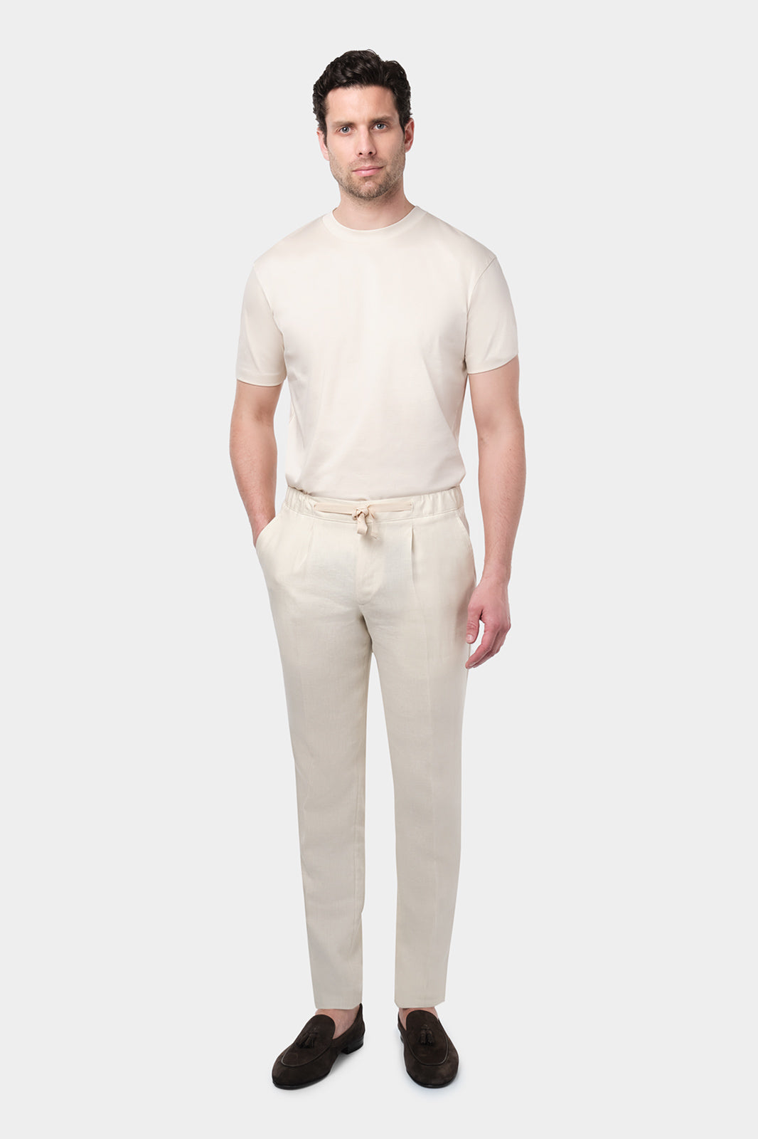 Vayan round neck t-shirt in ice cotton - Beige