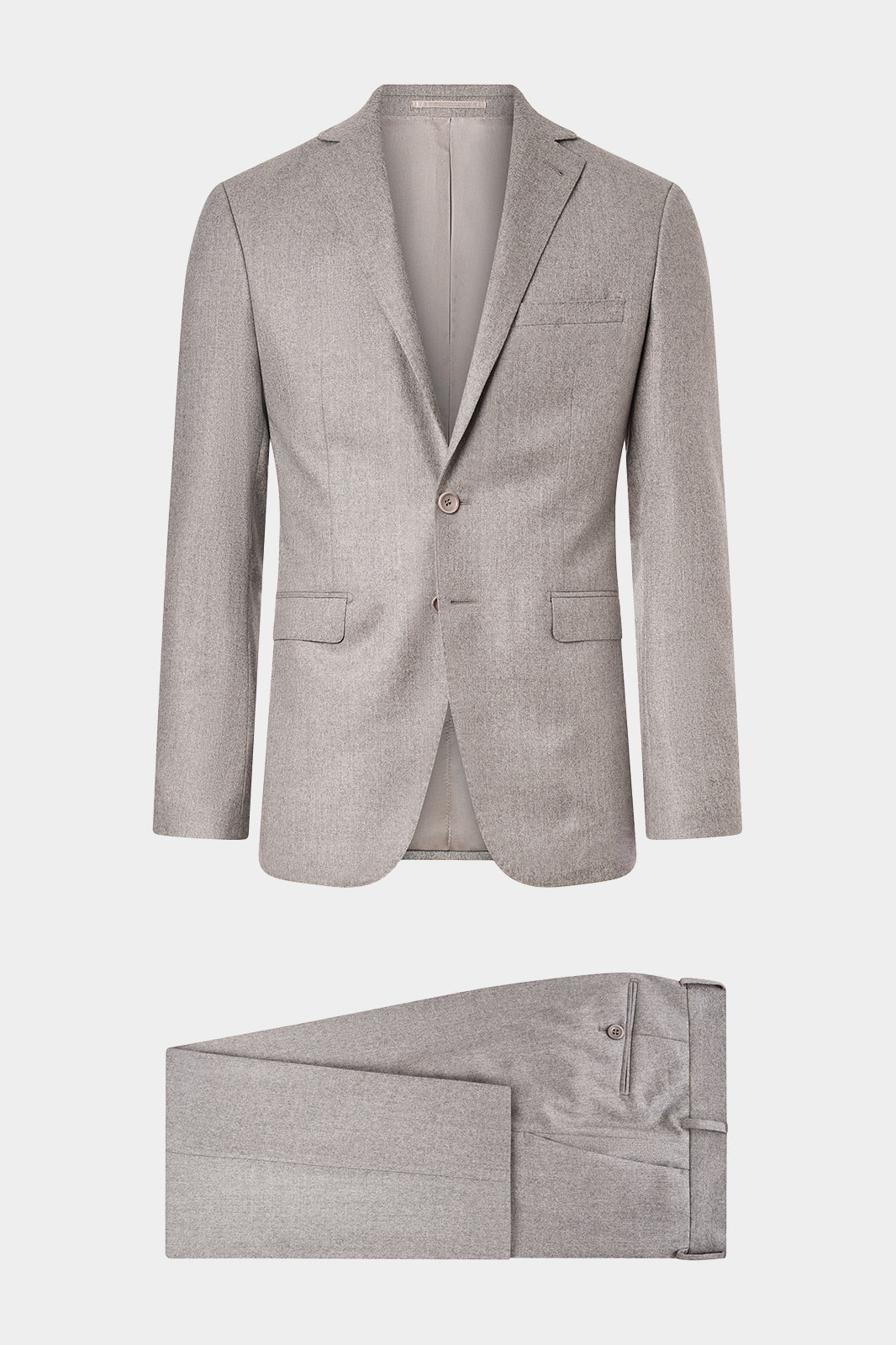 Slim Lapel Flannel Suit - Light Grey