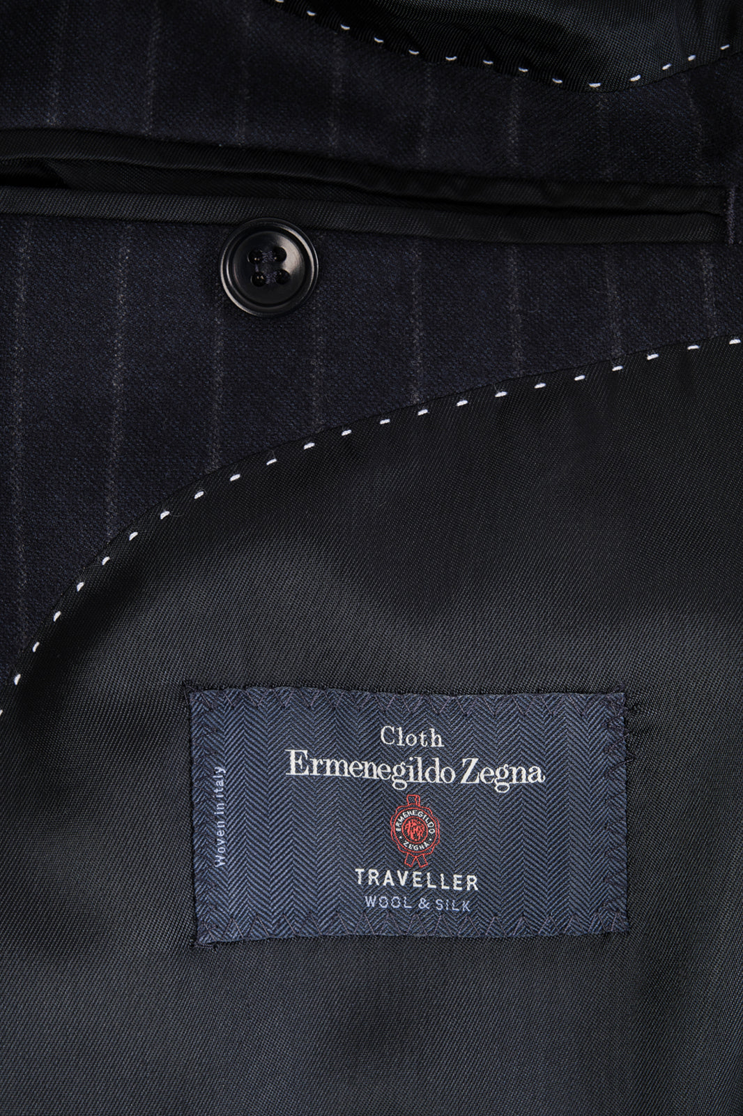Chalk Stripe Wool Suit - Navy