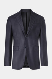 Chalk Stripe Wool Suit - Navy