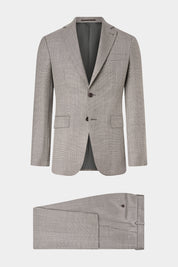 Vue sur fond blanc d'un costume cintré 2 pièces en 100% laine nattée de chez Zegna en beige foncée.