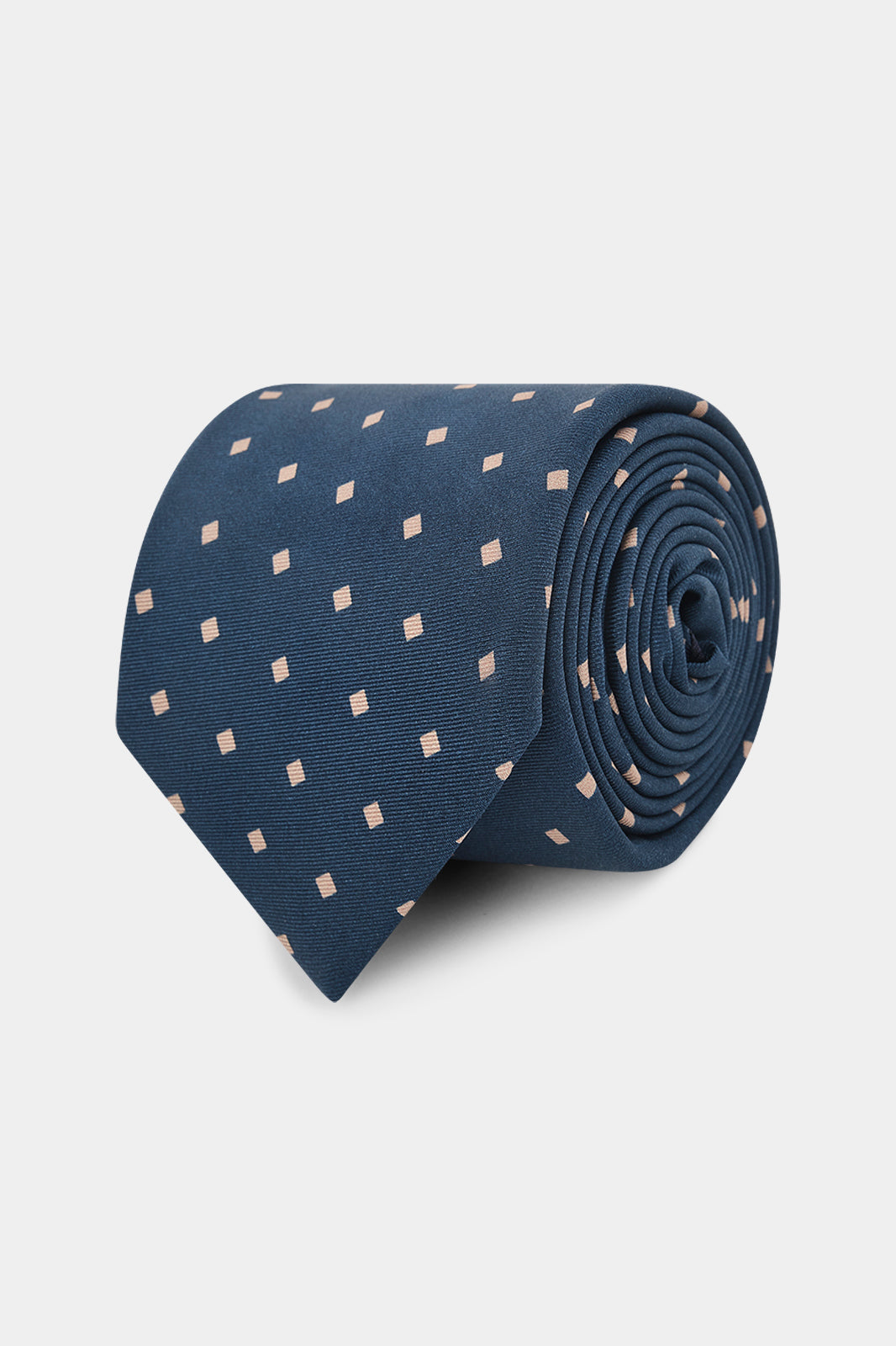 100% silk tie - Navy background with beige check print