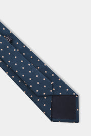 100% silk tie - Navy background with beige check print