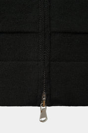 Hooded wool zipped vest - Black