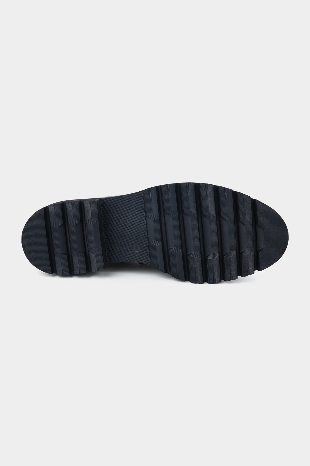 Leather loafers with thick, notched sole - Black