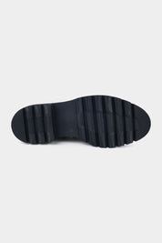 Leather loafers with thick, notched sole - Black
