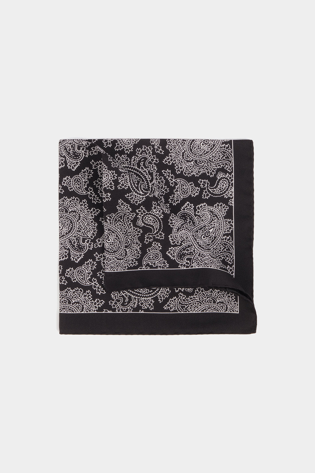 Pochette fond noir à motif bandana blanc