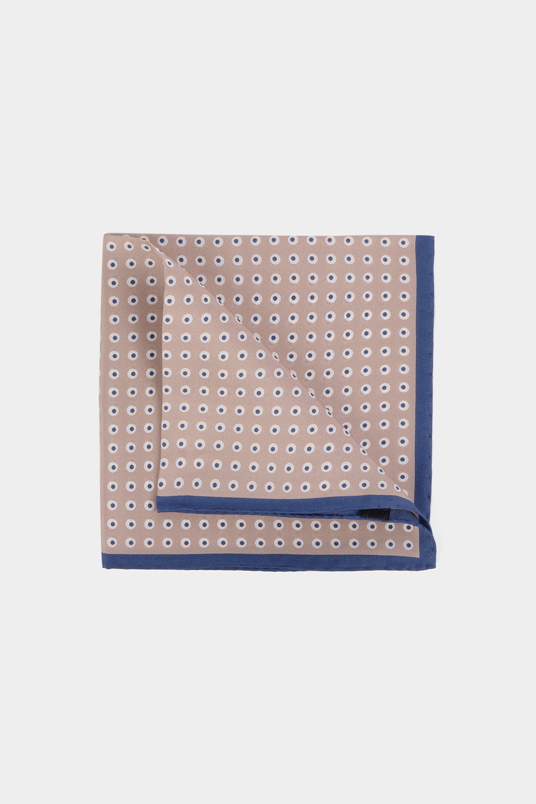 Pochette fond beige à motif cercles blancs