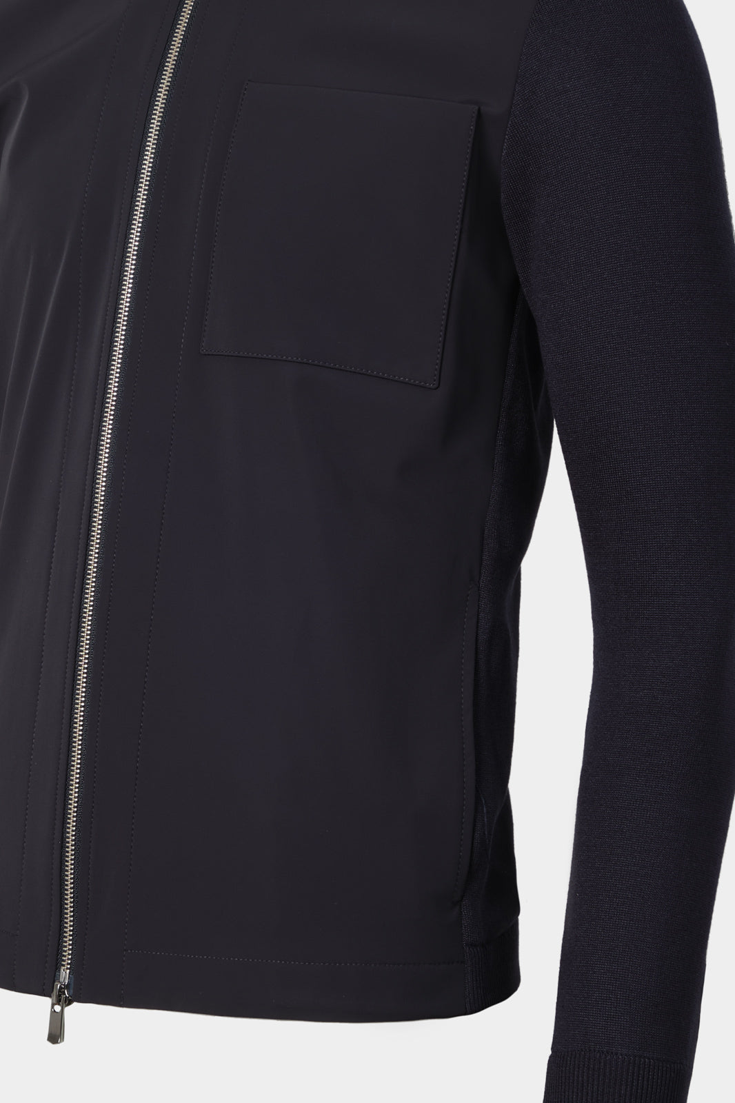 Two-material zipped jacket - Navy