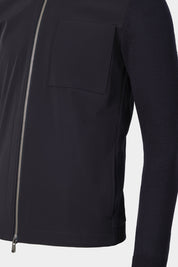 Two-material zipped jacket - Navy