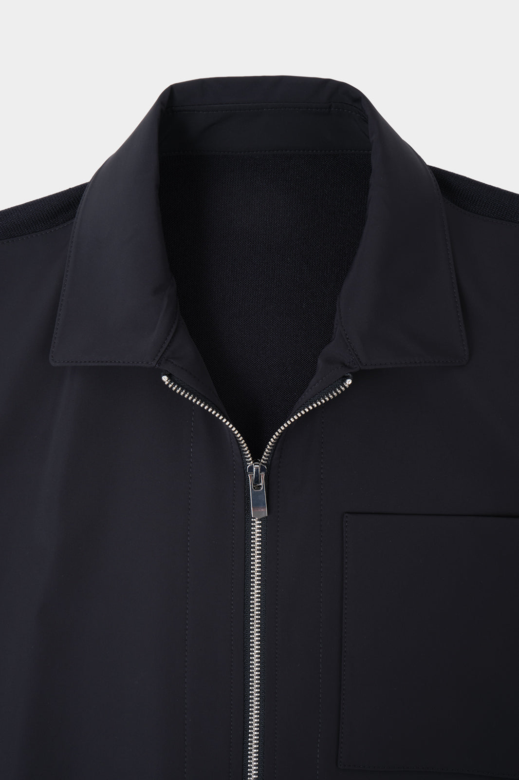 Two-material zipped jacket - Navy