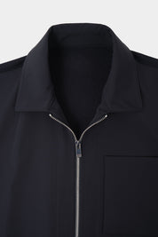 Two-material zipped jacket - Navy