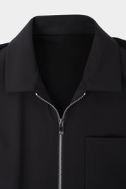 Blouson zippé bi matière - Noir