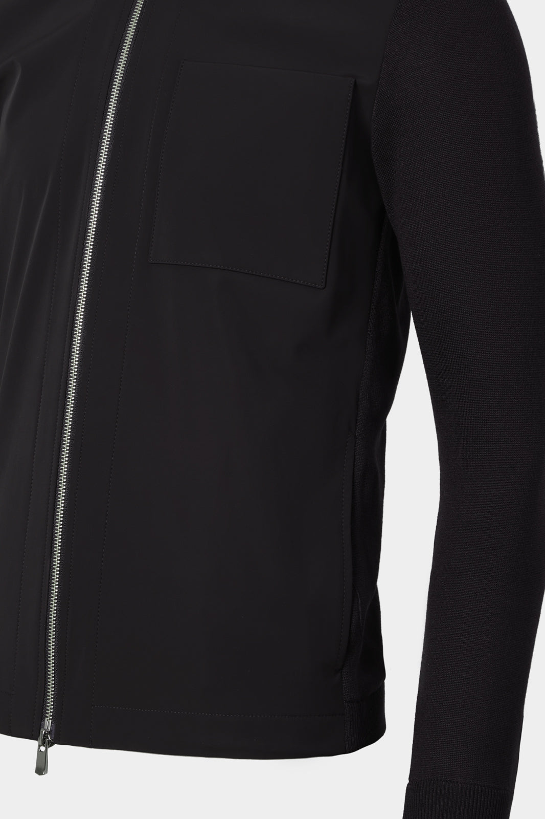 Blouson zippé bi matière - Noir