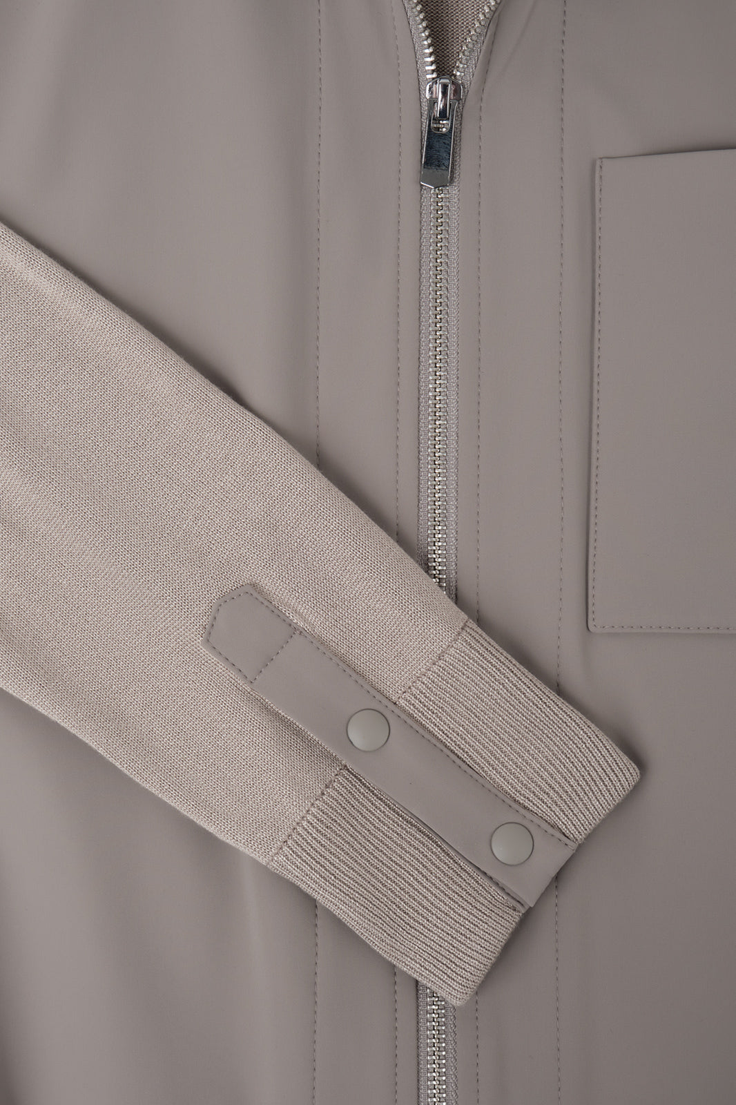 Blouson zippé bi matière - Noisette