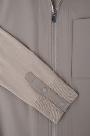 Blouson zippé bi matière - Noisette