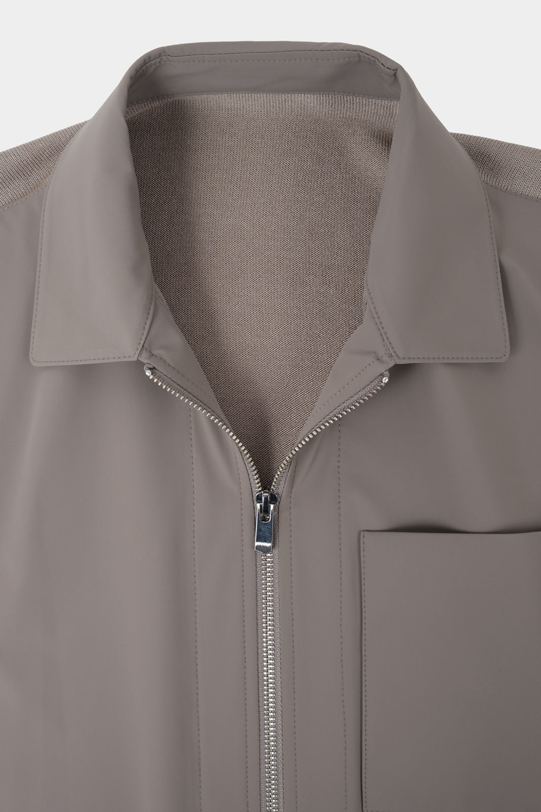 Blouson zippé bi matière - Noisette
