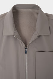 Blouson zippé bi matière - Noisette