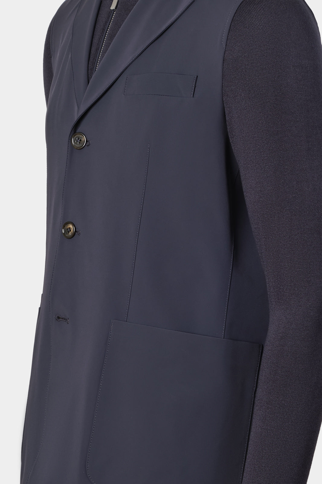 Two-material hooded jacket - Navy