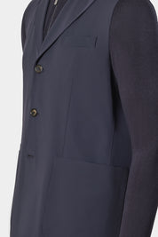 Two-material hooded jacket - Navy