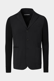 Veste bi-matière à capuche - Noir