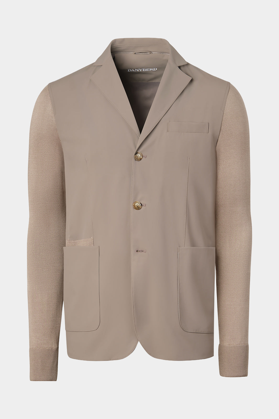 Two-material hooded jacket - Hazelnut