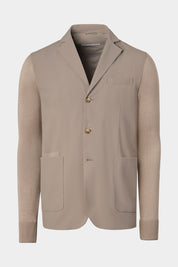 Two-material hooded jacket - Hazelnut