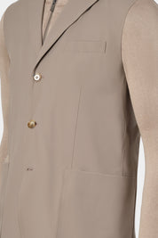 Two-material hooded jacket - Hazelnut