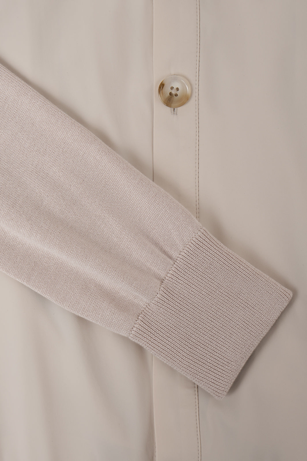 Two-material high-neck jacket - Beige