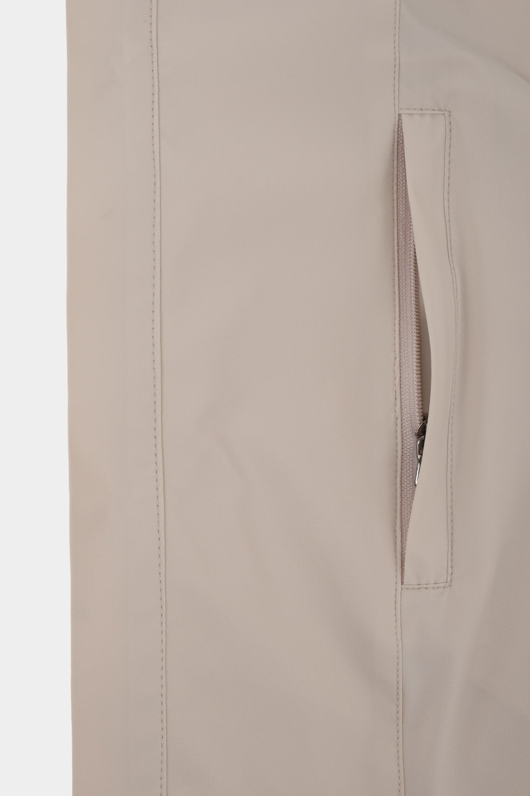 Two-material high-neck jacket - Beige