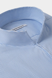 Chemise col indien à rayures - Blanches et bleues