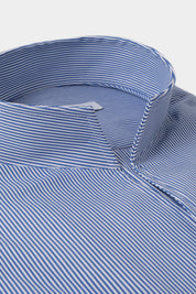 Chemise col indien à rayures - blanche et marine