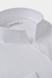 Chemise col indien en coton et lin - Blanc