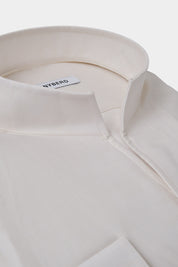 Chemise col indien en coton et lin - Ecru